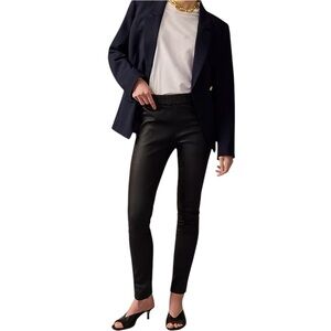 J. Crew Collection 100% Leather Leggings In Black Women's Size 6 Elastic Waist